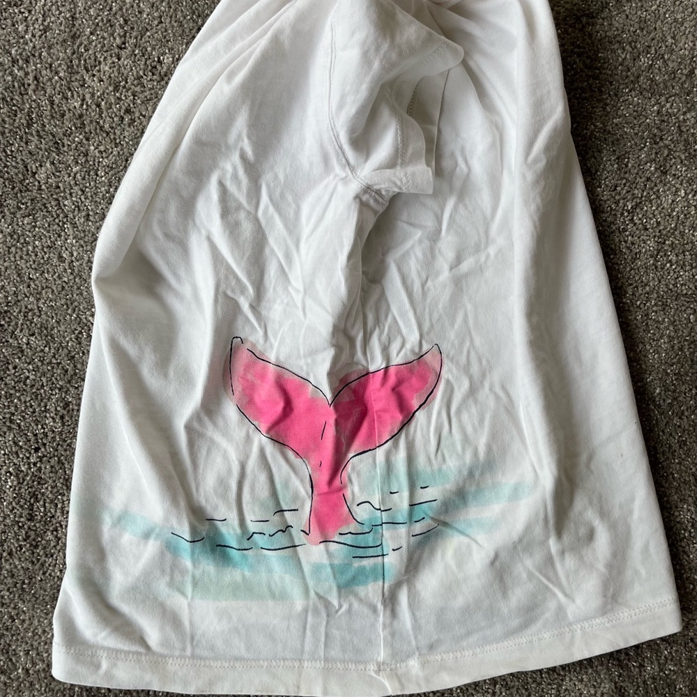 Vineyard Vines White Tee with Pink Whale Tail